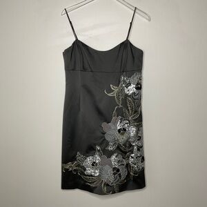 Karen Millen Embroidered Beaded Sequin Floral Dress Size 12 Evening